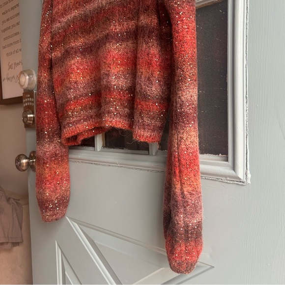 Alpaca Wool Sequin Knit Sweater Ombré Striped Banana Republic Cropped Sweater M - Picture 6 of 10